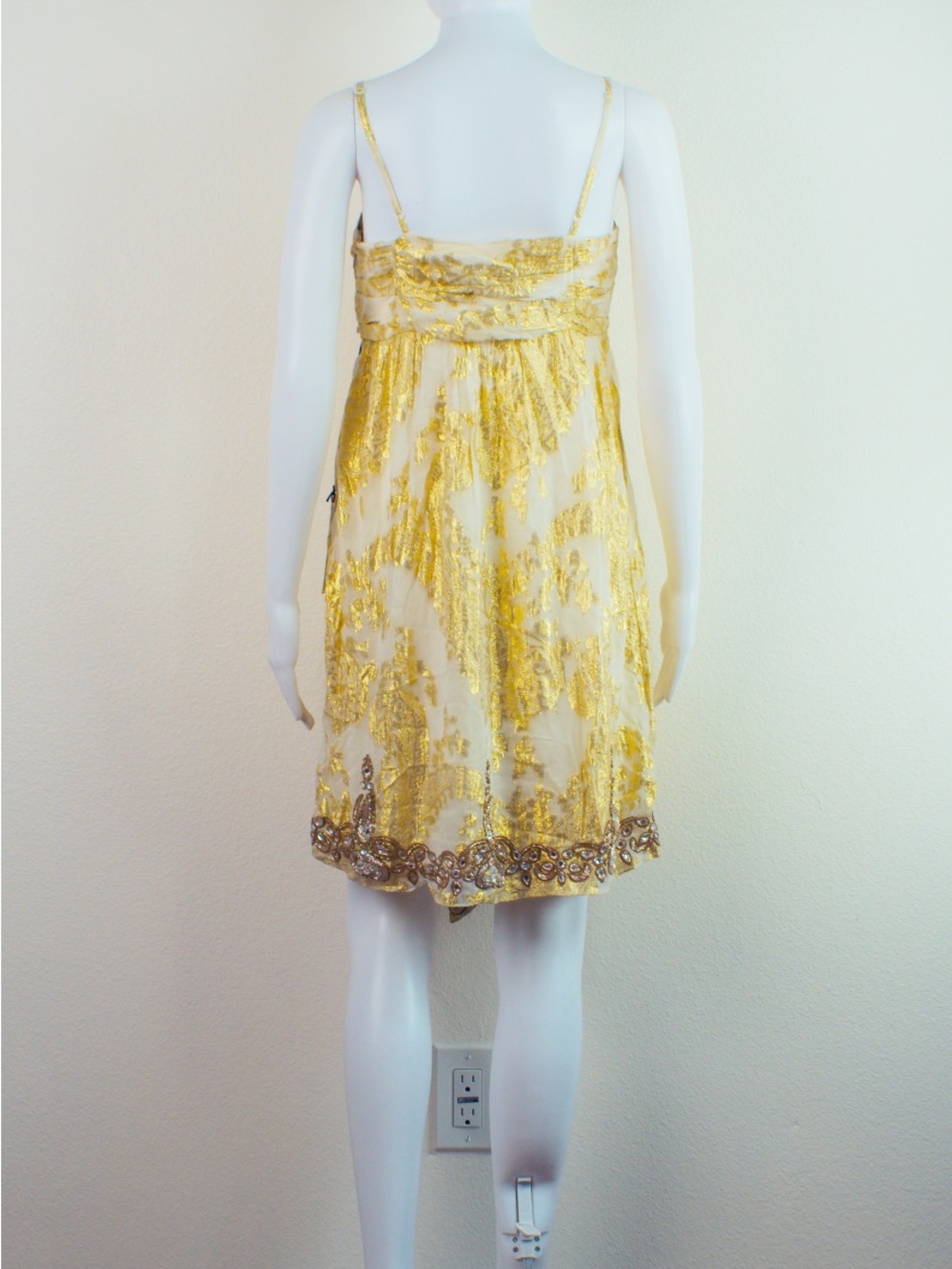 Gold Hawk RARE Vintage Y2K Metallic Babydoll Dress - Picture 2 of 14